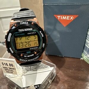 VINTAGE New Timex Trailrunner Indiglo Brown‎ Working Watch Rare 100m 40mm W/ Box